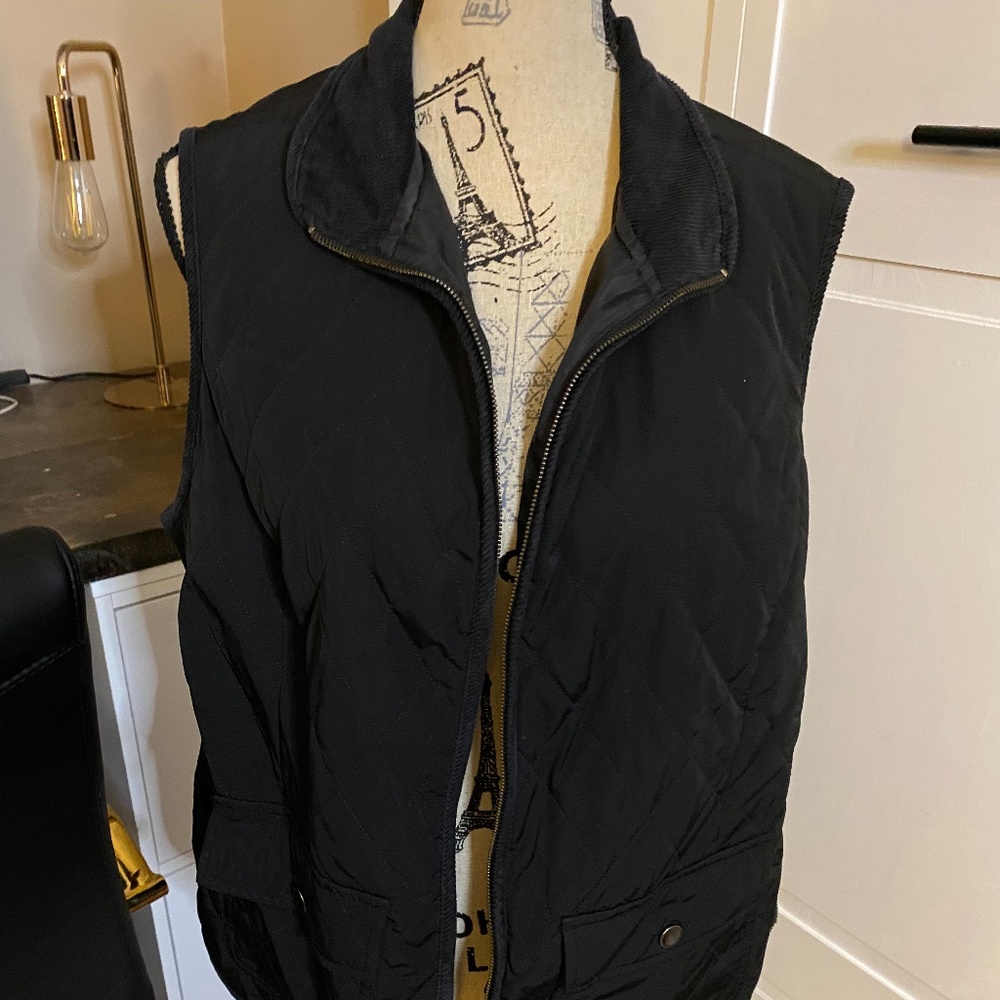 Talbots Black Quilted Vest